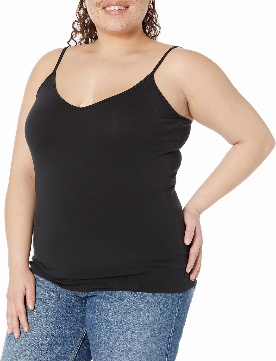 Amazon Essentials Women's Slim-Fit Knit V-Neck Layering Cami (Available in Plus Size), Pack of 4