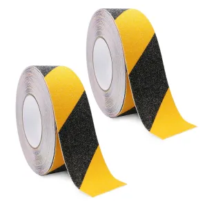 Anti Slip Safety Floor Tape, Heavy Duty Waterproof Grip Tape for Outdoor Stairs Steps Skateboards, Non Slip Tape Caution Black and Yellow 2 Inch x 39 Ft 2 Pack