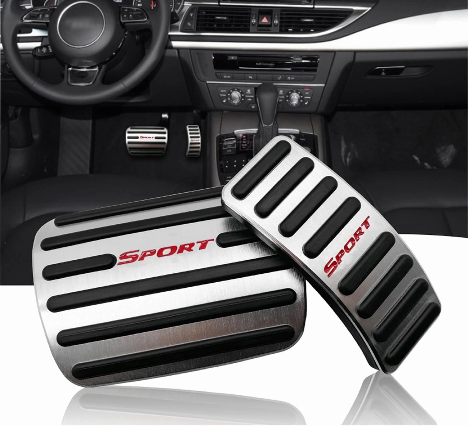 Anti-Slip Foot Pedal Pads kit Compatible with A4 A5 A6 A7 A8 Q5,Auto No Drilling Aluminum Brake and Gas Accelerator Pedal Covers