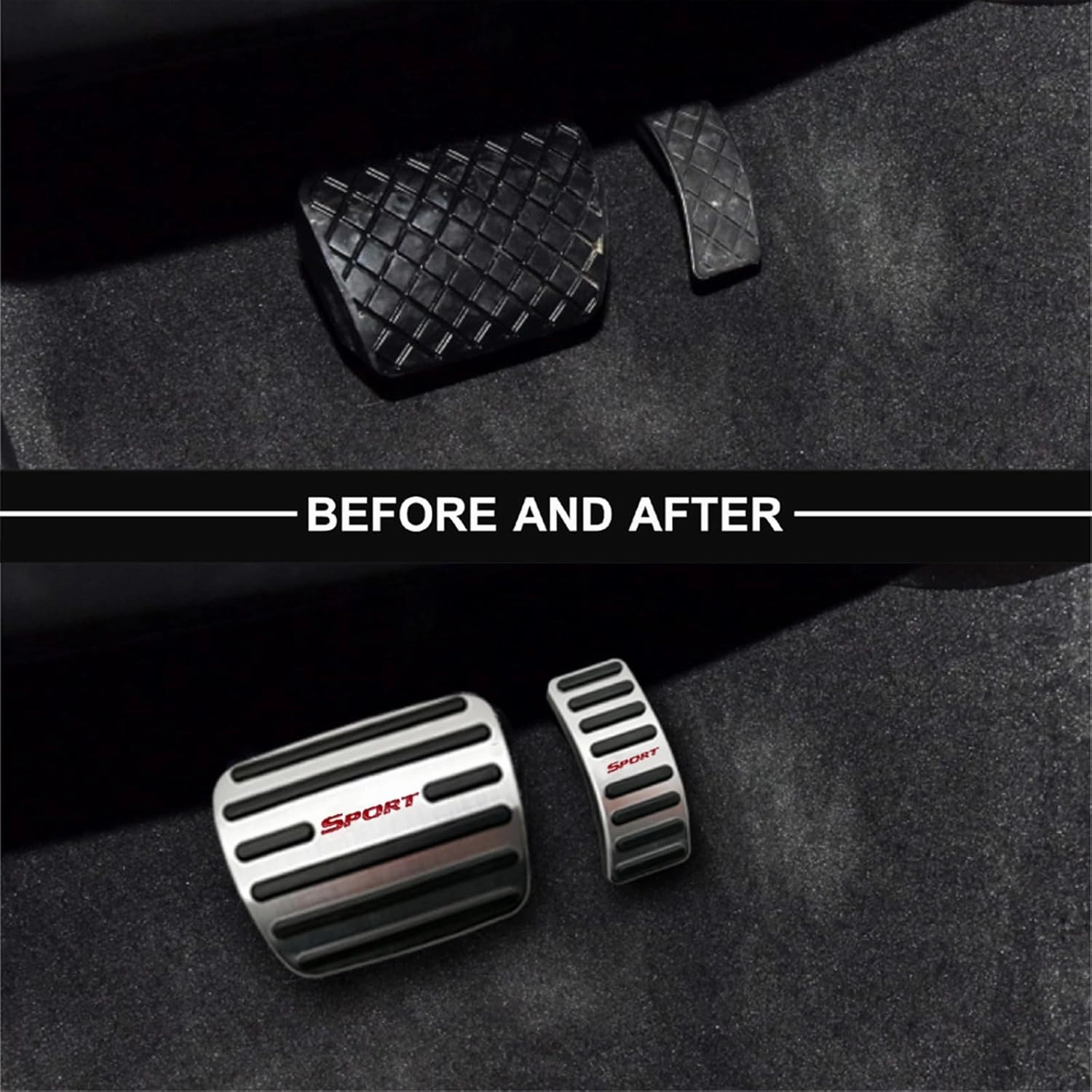 Anti-Slip Foot Pedal Pads kit Compatible with A4 A5 A6 A7 A8 Q5,Auto No Drilling Aluminum Brake and Gas Accelerator Pedal Covers
