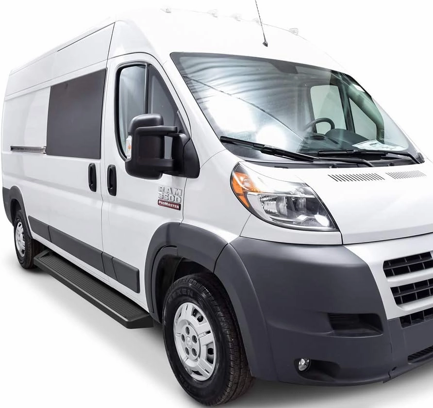 APS Running Boards 6in Black Compatible with Ram ProMaster 2014-2025 Full Size Van 136 inches 159 inches Wheelbase 3-Door (Nerf Bars Side Steps Side Bars)