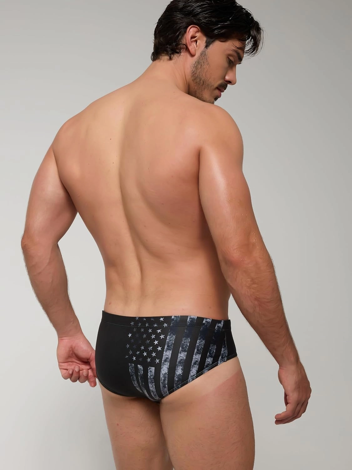 Arcweg Men's Swimming Trunks Briefs Low Waist with Removable Pad Swimwear Elastic Beach Shorts Boxers Underwear