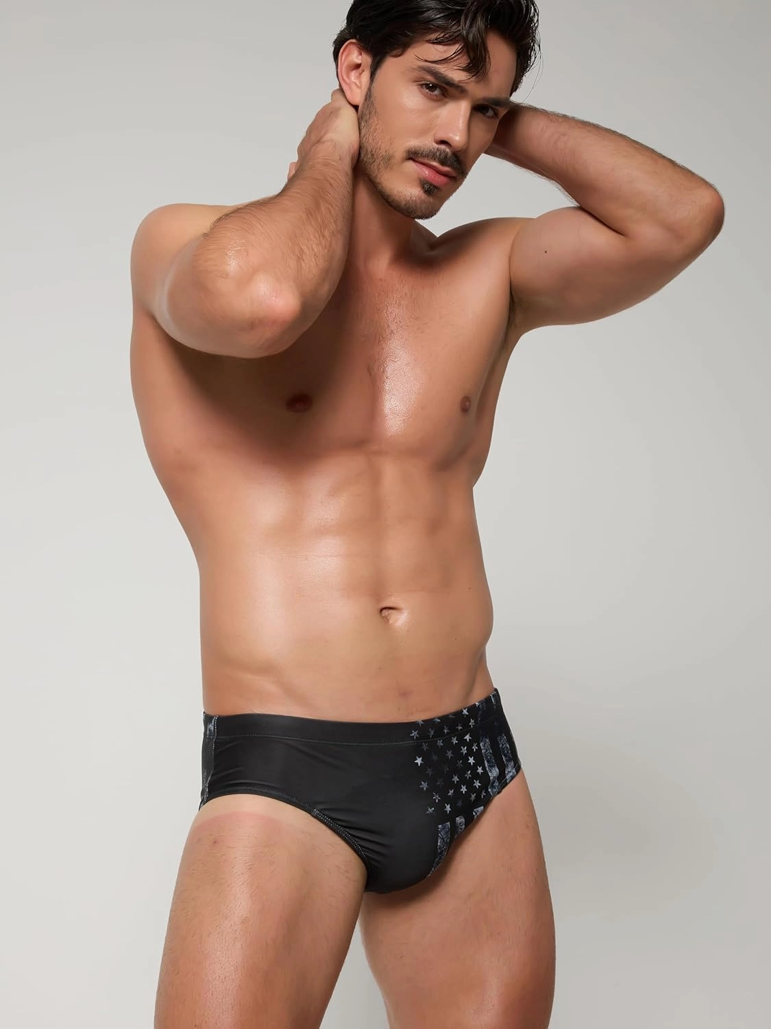 Arcweg Men's Swimming Trunks Briefs Low Waist with Removable Pad Swimwear Elastic Beach Shorts Boxers Underwear
