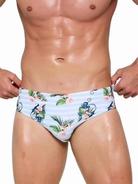 Arcweg Men's Swimming Trunks Briefs Low Waist with Removable Pad Swimwear Elastic Beach Shorts Boxers Underwear
