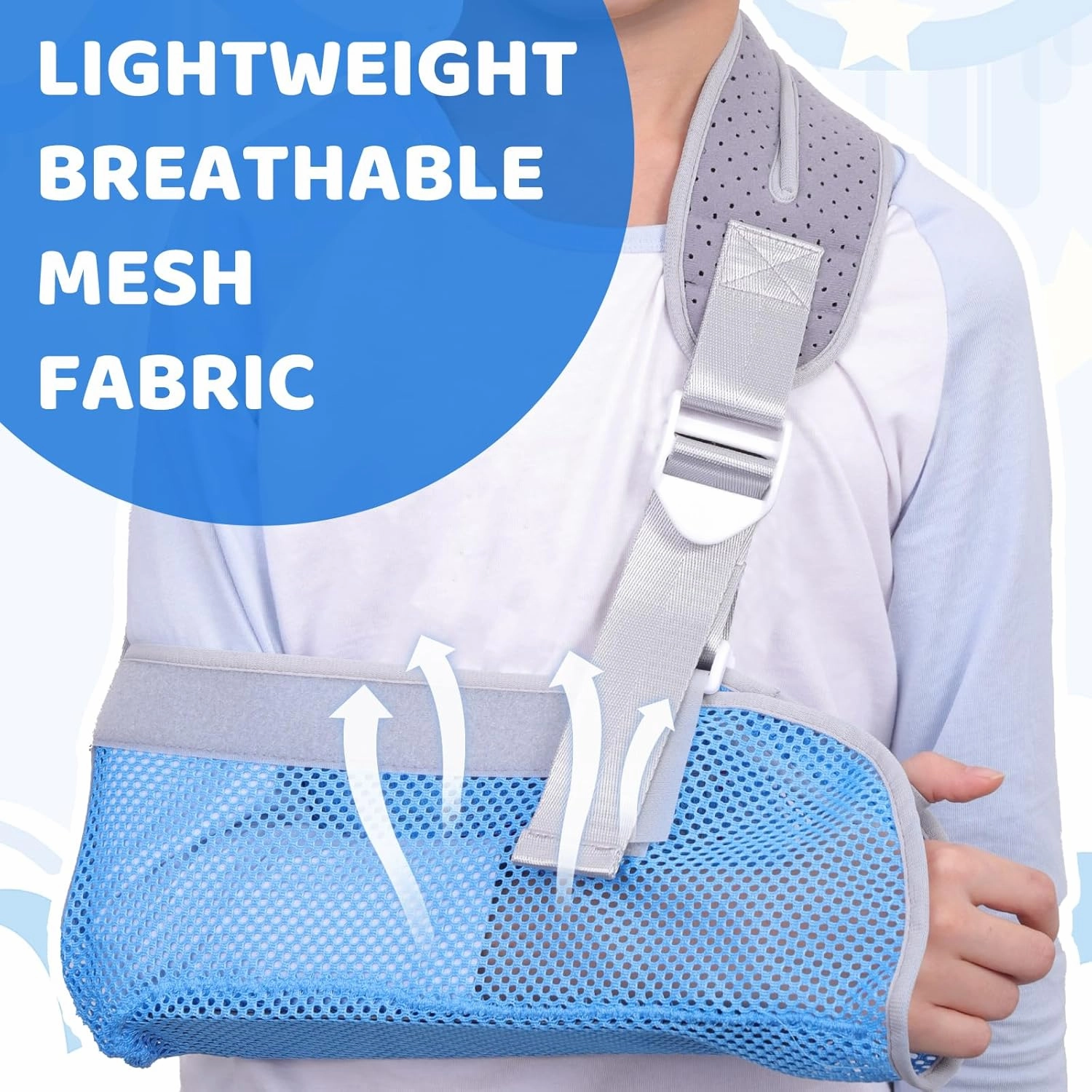 Arm Sling for Kids, Arm Brace with Support Plate, Arm Support Sling Shoulder Immobilizer for Children Shoulder Injury, Suit for Left and Right Arms, Boy and Girl (Blue-S)