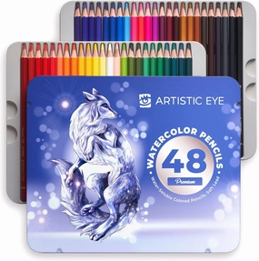 ARTISTIC EYE Premium Watercolor Pencils | Set of 48, Quality 3.5mm Soft Core Leads, Water-Soluble Pencils, Perfect for Beginner & Advanced Artists