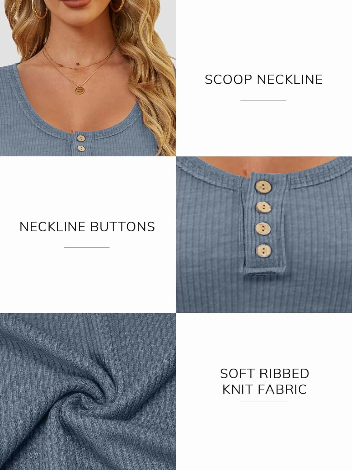 ATHMILE Women's Long Sleeve Shirts Casual Fall Henley Top Button Down Blouses Basic Ribbed Knit T Shirts 2025