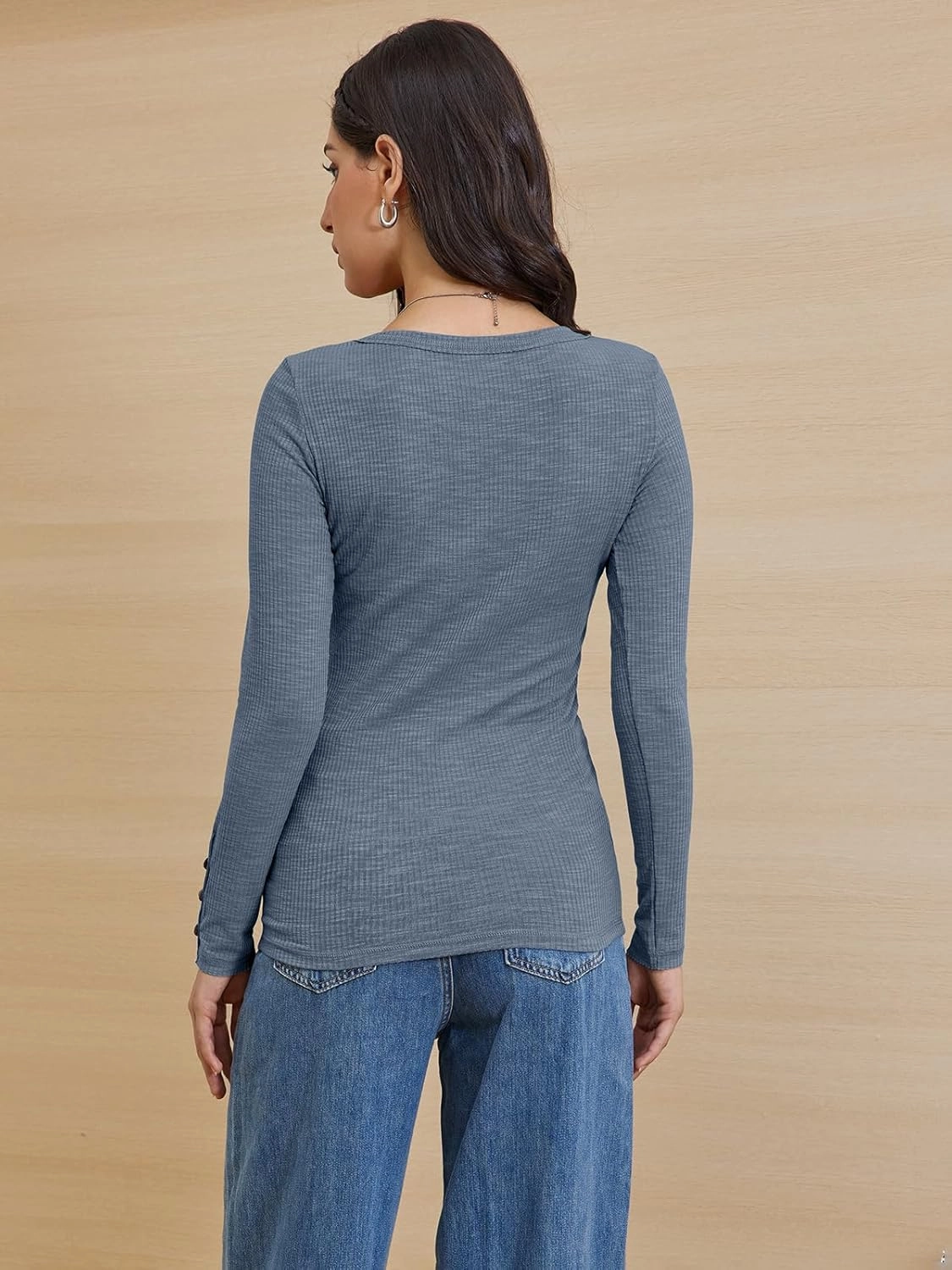 ATHMILE Women's Long Sleeve Shirts Casual Fall Henley Top Button Down Blouses Basic Ribbed Knit T Shirts 2025