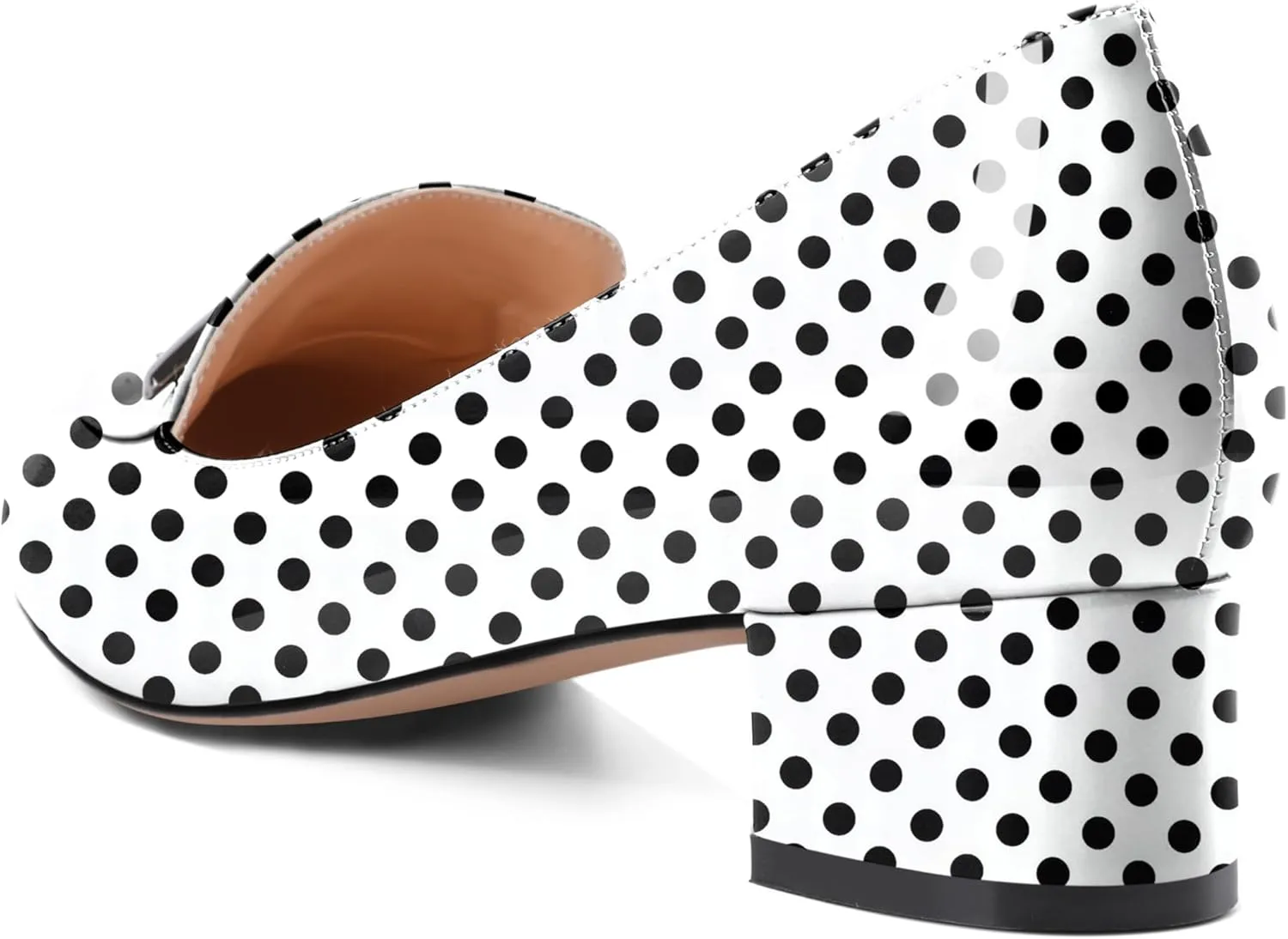 AUMOTED Women Low Block Chunky Heel Pumps Round Toe Slip On 1.5" Closed Toe Loafer Heels Chunky Office Dress Shoes