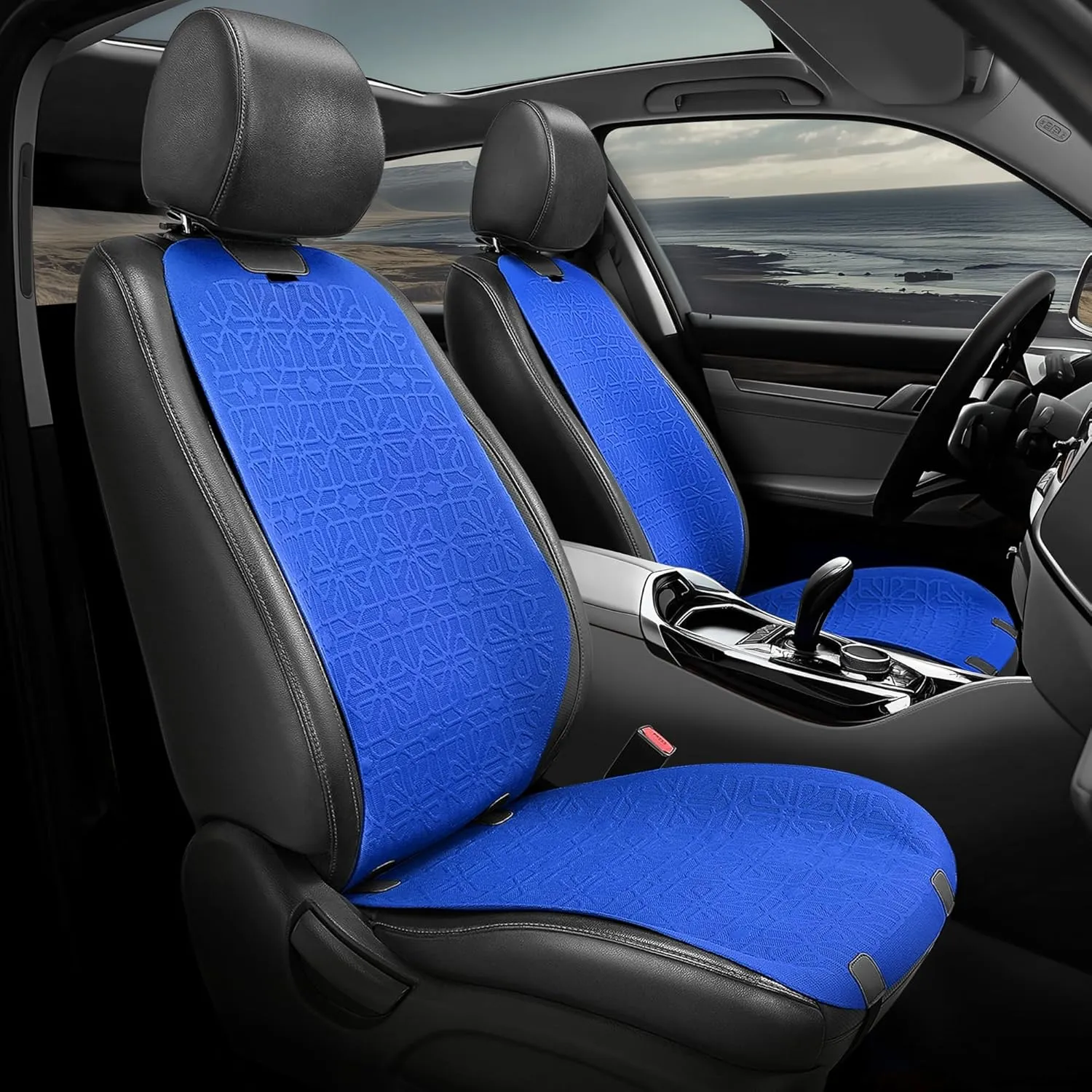 Auto Dynasty Car Seat Covers Full Set, Anti-Slip Automotive Interior Covers, Breathable and Comfort Car Seat Protectors, Airbag Compatible, Universal Fit Most Vehicles, Blue (Protex Series)