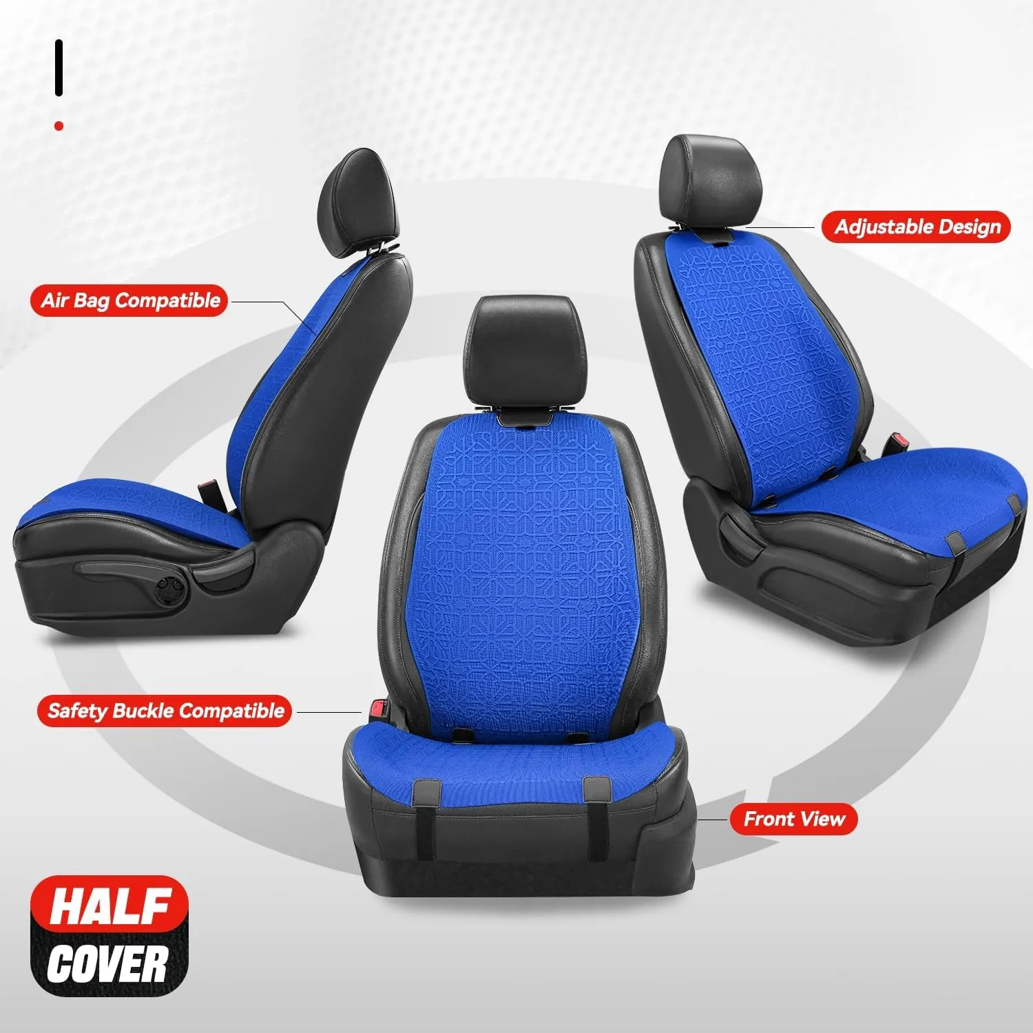 Auto Dynasty Car Seat Covers Full Set, Anti-Slip Automotive Interior Covers, Breathable and Comfort Car Seat Protectors, Airbag Compatible, Universal Fit Most Vehicles, Blue (Protex Series)