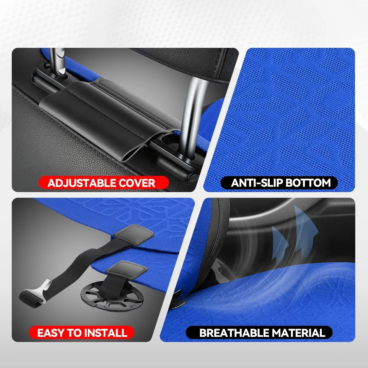 Auto Dynasty Car Seat Covers Full Set, Anti-Slip Automotive Interior Covers, Breathable and Comfort Car Seat Protectors, Airbag Compatible, Universal Fit Most Vehicles, Blue (Protex Series)