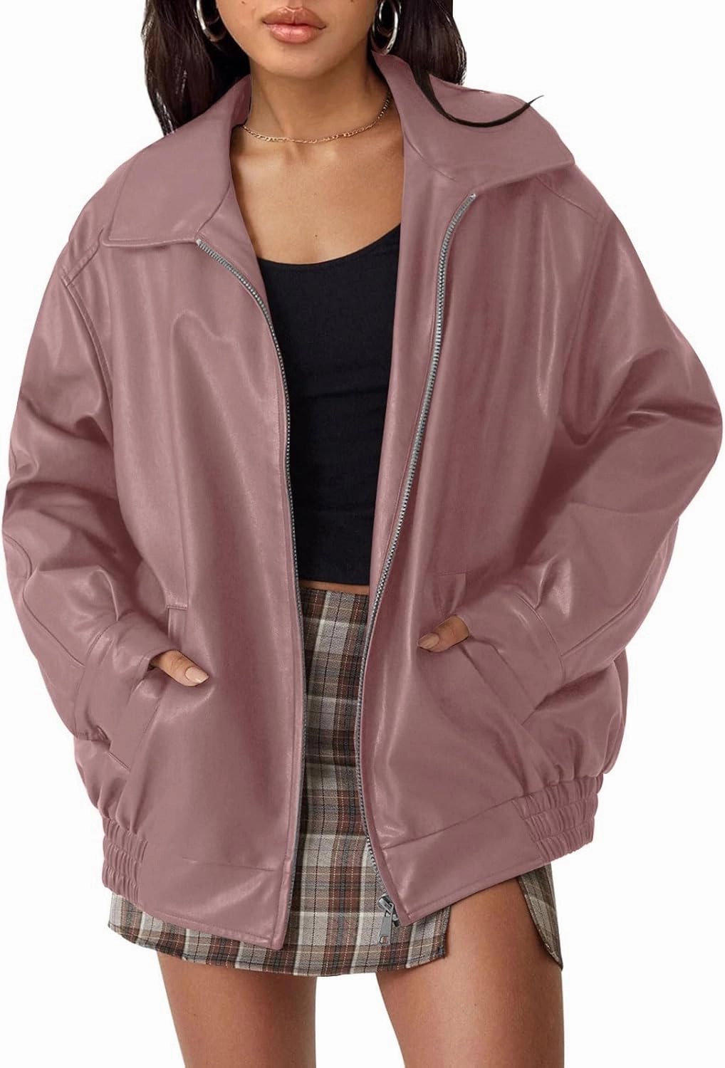 AUTOMET Womens Oversized Leather Jackets Faux Suede Fall Fashion Motorcycle Coats Winter Outfits Clothes Y2k Tops
