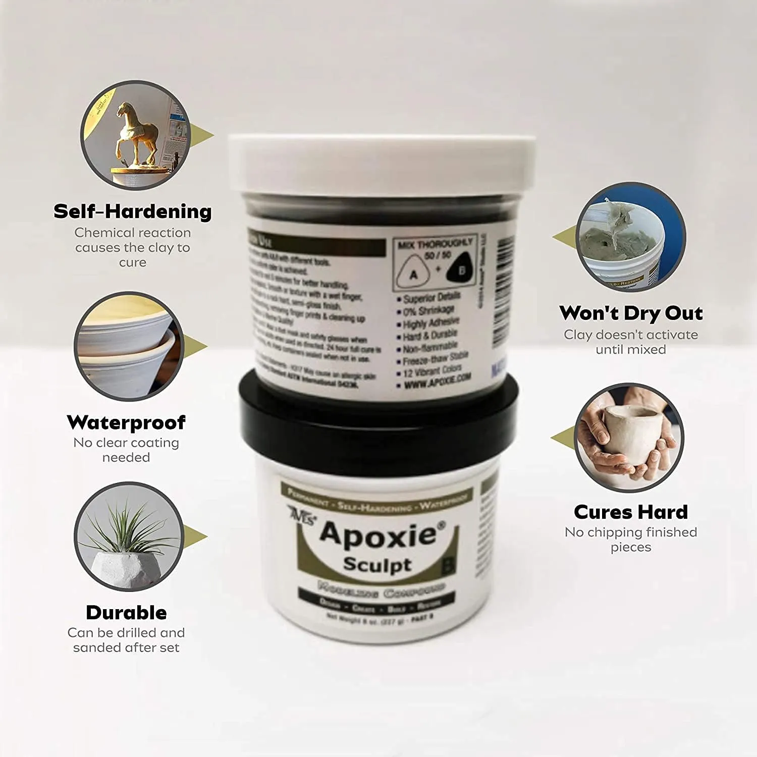 Aves Apoxie Sculpt - 2 Part Modeling Compound (A & B) - 1 Pound, Apoxie Sculpt for Sculpting, Modeling, Filling, Repairing, Simple to Use and Durable Self-Hardening Modeling Compound - Bronze