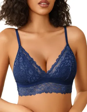 Avidlove Lace Bralette for Women Sexy Wireless Bralettes Non Padded Bralette V Neck Minimizer Lingerie