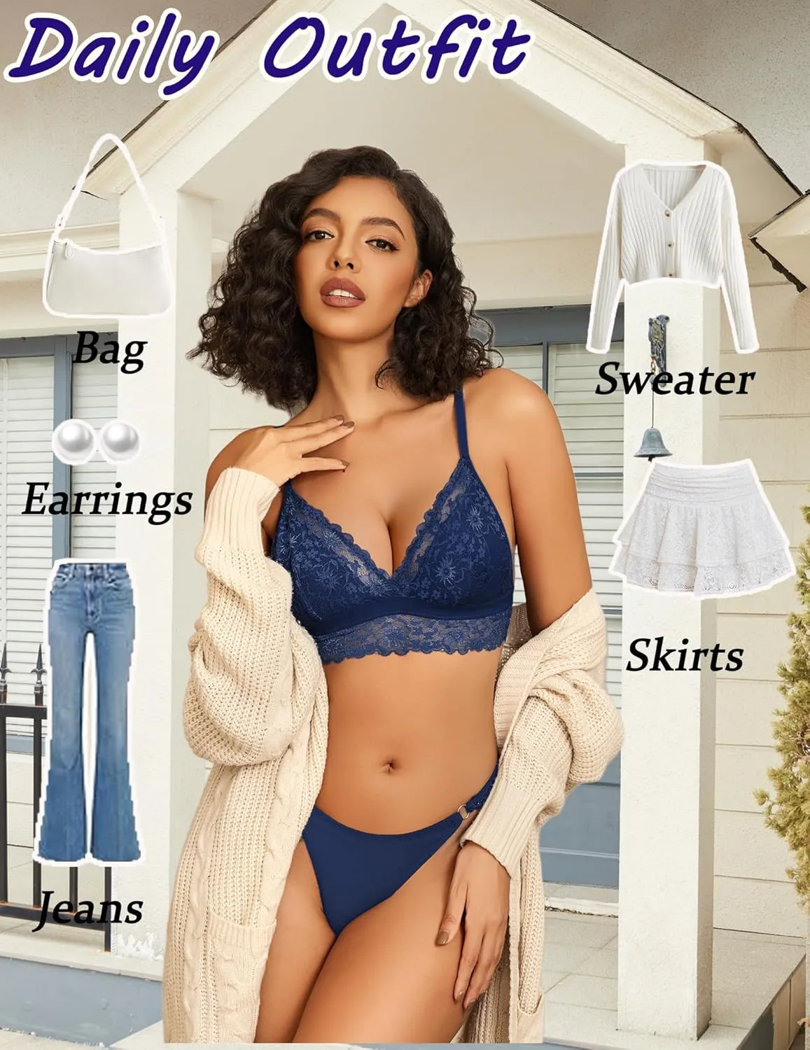 Avidlove Lace Bralette for Women Sexy Wireless Bralettes Non Padded Bralette V Neck Minimizer Lingerie
