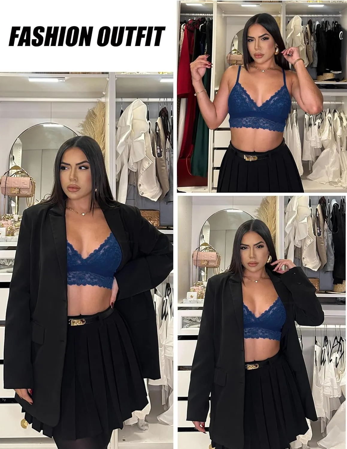 Avidlove Lace Bralette for Women Sexy Wireless Bralettes Non Padded Bralette V Neck Minimizer Lingerie