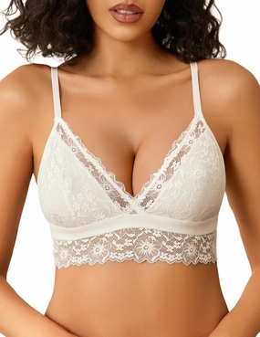 Avidlove Lace Bralette for Women Sexy Wireless Bralettes Non Padded Bralette V Neck Minimizer Lingerie
