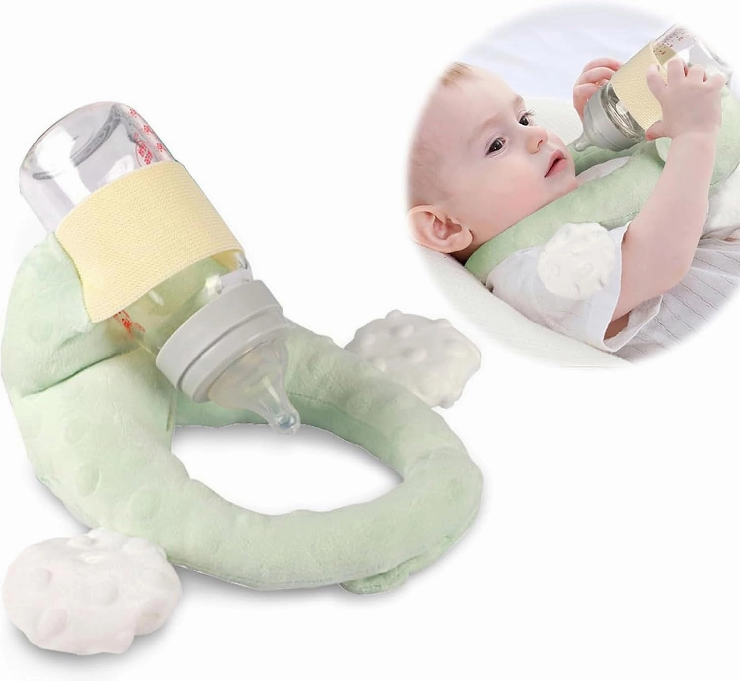 Baby Bottle Holder,Self Feeding Support Pad for Hands Free Bottle Feeding,Drying Rack Bottle (Green)