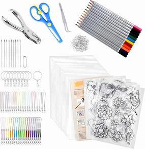 BADAO 200PCS Shrinky Dink Keychain Kit Bulk,Shrink Plastic Sheets for Key Chain Maker Kit Accessories,DIY Shrinking Film Sheets Creative Craft Marking Your Keychain Aromatherapy