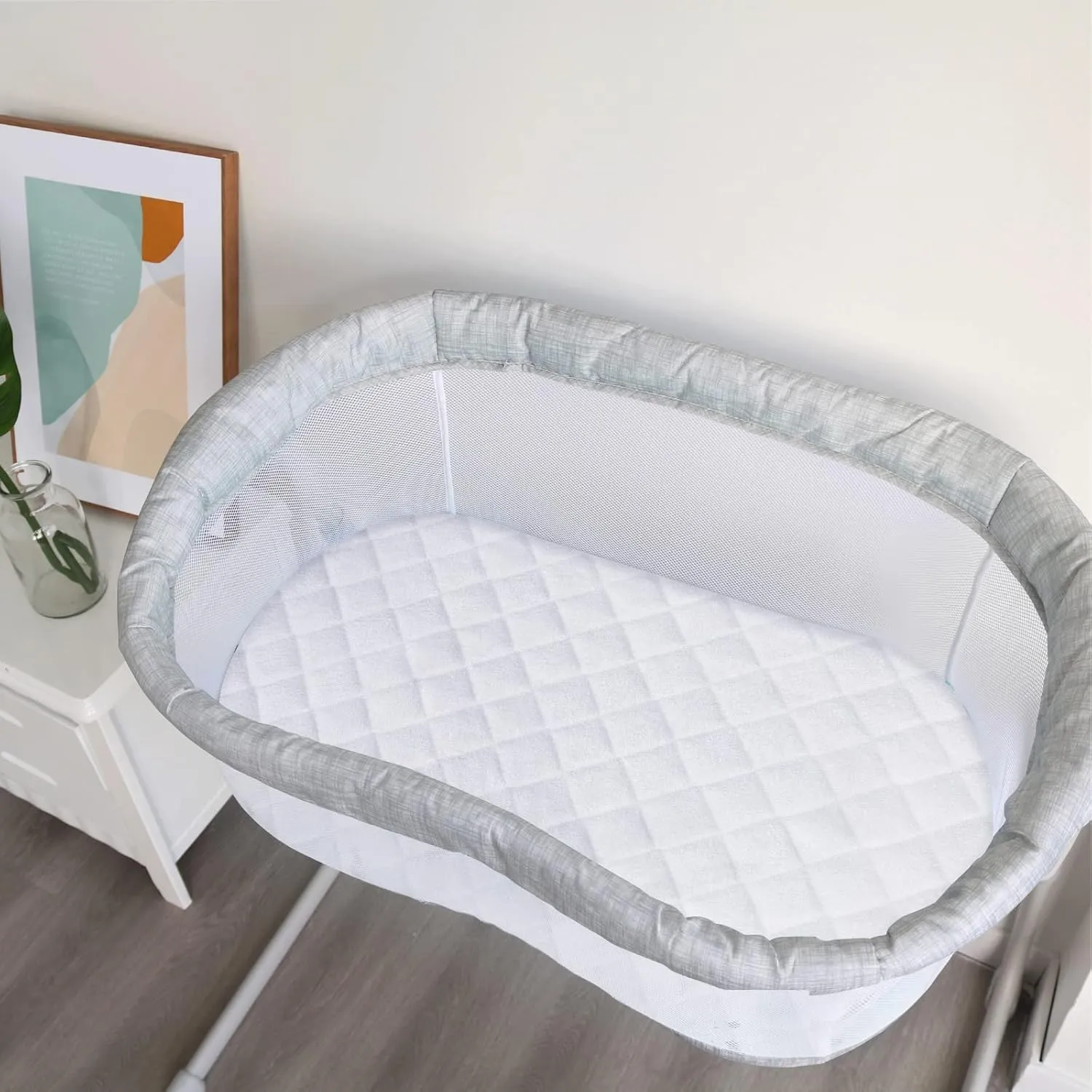 Bassinet Mattress Protector, Universal Fit for Halo Bassinest Swivel and Hourglass/Oval Bassinet Mattress, Ultra Soft Waterproof and Breathable, Viscose Made from Bamboo Surface, 2 Pack
