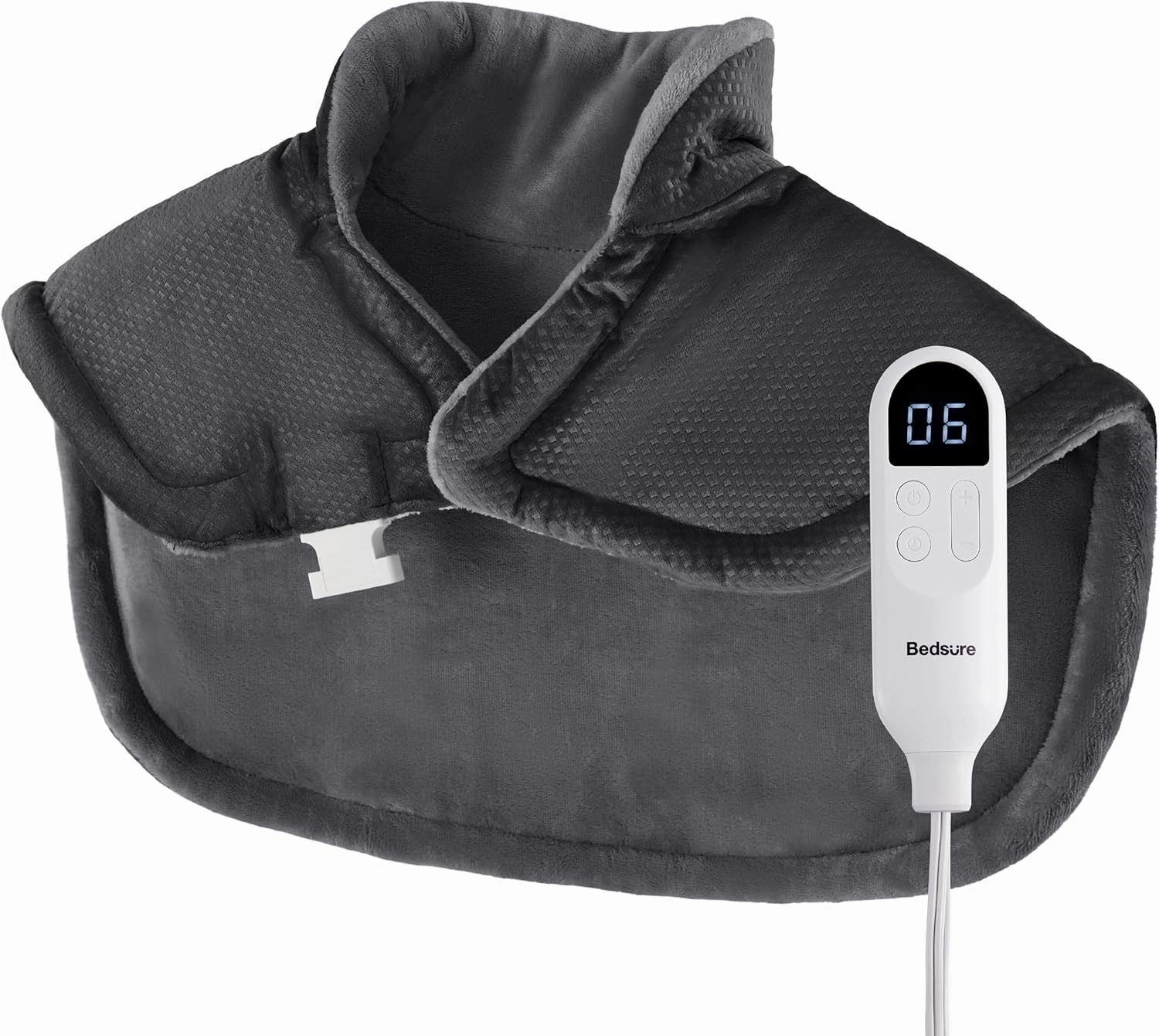 Bedsure Heating Pad for Neck and Shoulders Pain Relief - Father's Day & Birthday Gifts for Women Men Moms, FSA HSA Eligible, Weigthed Heated Pad 2.2lbs, Large Heated Wrap, 24" x 22", Grey
