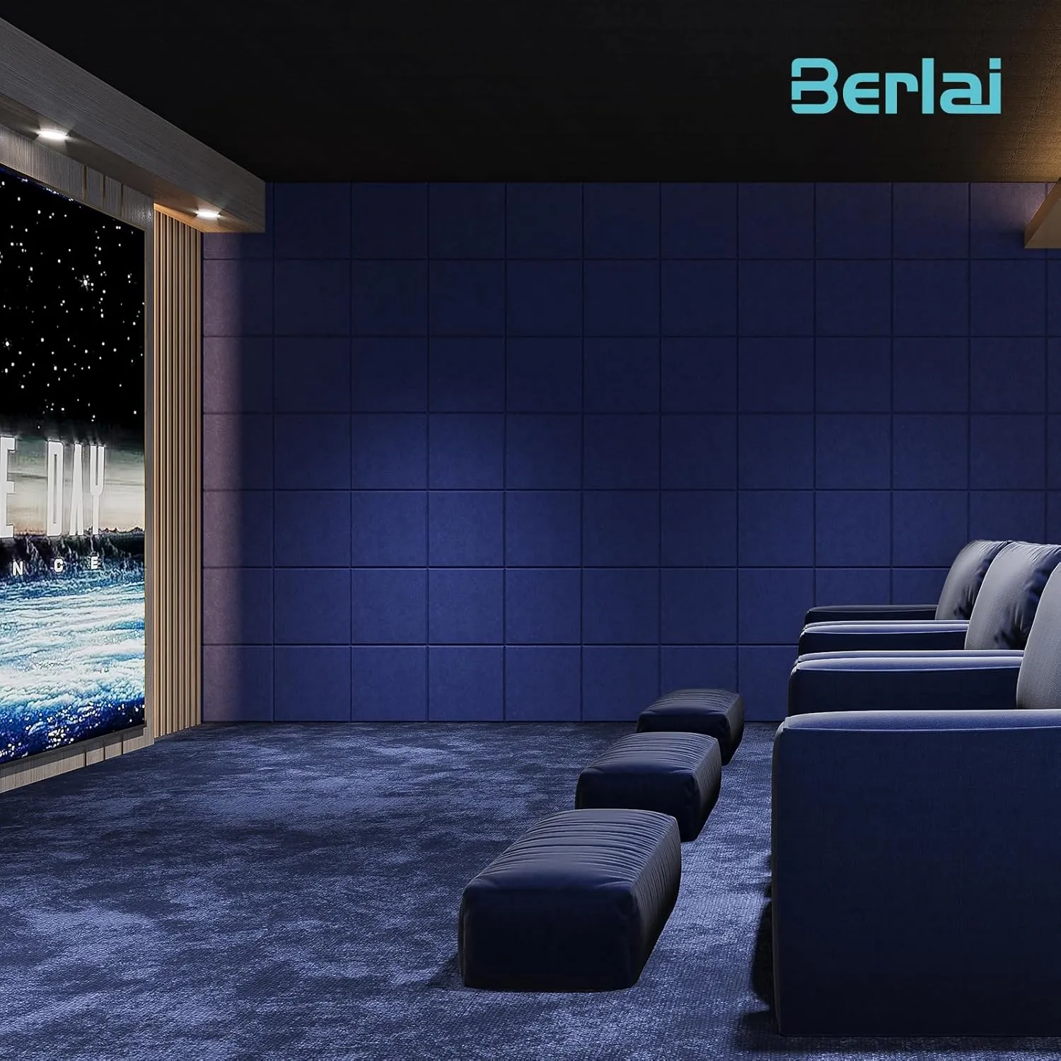 Berlai 15 Pack Acoustic Panels Self Adhesive Sound Proof Foam Panels, 12x12x0.4" High Density Sound Absorbing Panels, Square Acoustic Tiles for Recording Studio Home Theater Office Room(Advanced Blue)