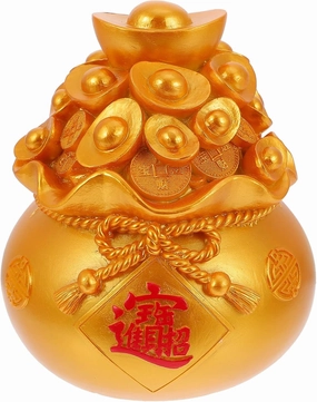 BESTOYARD Golden Piggy Bank Feng Shui Money Bag for Wealth and Luck, Chinese Tradition Decoration, Home Decor,