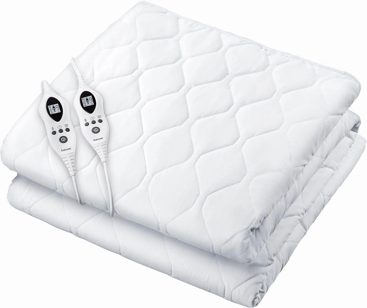 Beurer UWB80 Heated Mattress Pad King, Dual Control Electric Mattress Cover with Separate Feet/Body Heat, Auto Shut Off, 9 Warming Levels, Overheat Protection, Soft Quilted Fabric, King 76" x 80"