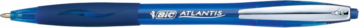 Bic 902132 Atlantis Soft Ball Pens Medium Point (1.0 mm) - Blue, Box of 12