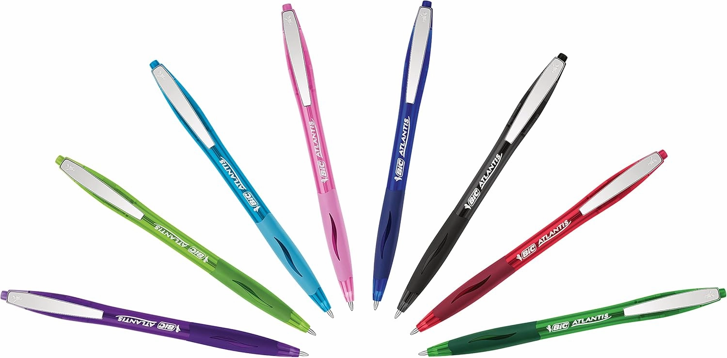 Bic 902132 Atlantis Soft Ball Pens Medium Point (1.0 mm) - Blue, Box of 12