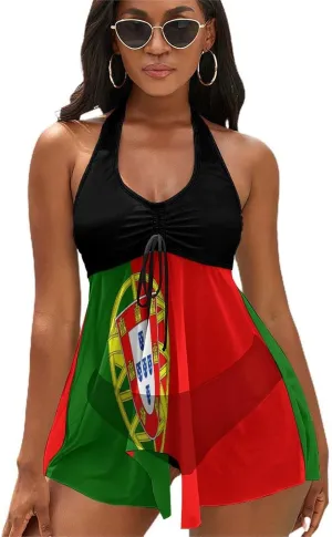 Bikini Flag Bathing Suit Women's V-Neck Swimwear Cute Split Skirt Suit Swimsuits