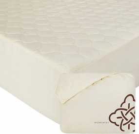 Bioweaves 100% Organic Cotton Mattress Pad Cover, GOTS Certified Cooling Quilted Fitted Mattress Topper & Protector with Soft Cotton Wadding - 20 Inch Deep Pocket, California King