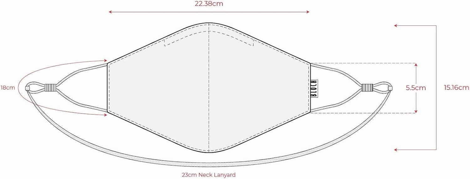 Bloch unisex-adult Adult Soft Stretch Reusable Face Mask With Lanyard and Moldable Nose Pad (Pack of 3)