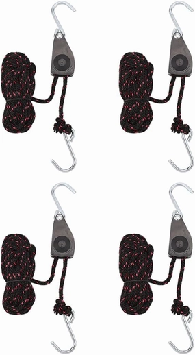 Blueshyhall Kayak Rope Tie Downs Straps 4 Pcs - 1/4" x 11.5Ft Kayak Ratchet Bow and Stern Tie Down, Heavy Duty Adjustable Rope Hanger Kayak and Canoe Accessories