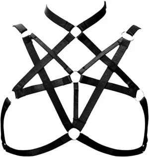 Body Harness for Women Bra Lingerie cage Top Punk Plus Size Chest Strap Belts Halloween Festival Rave Photography Dance (Black)