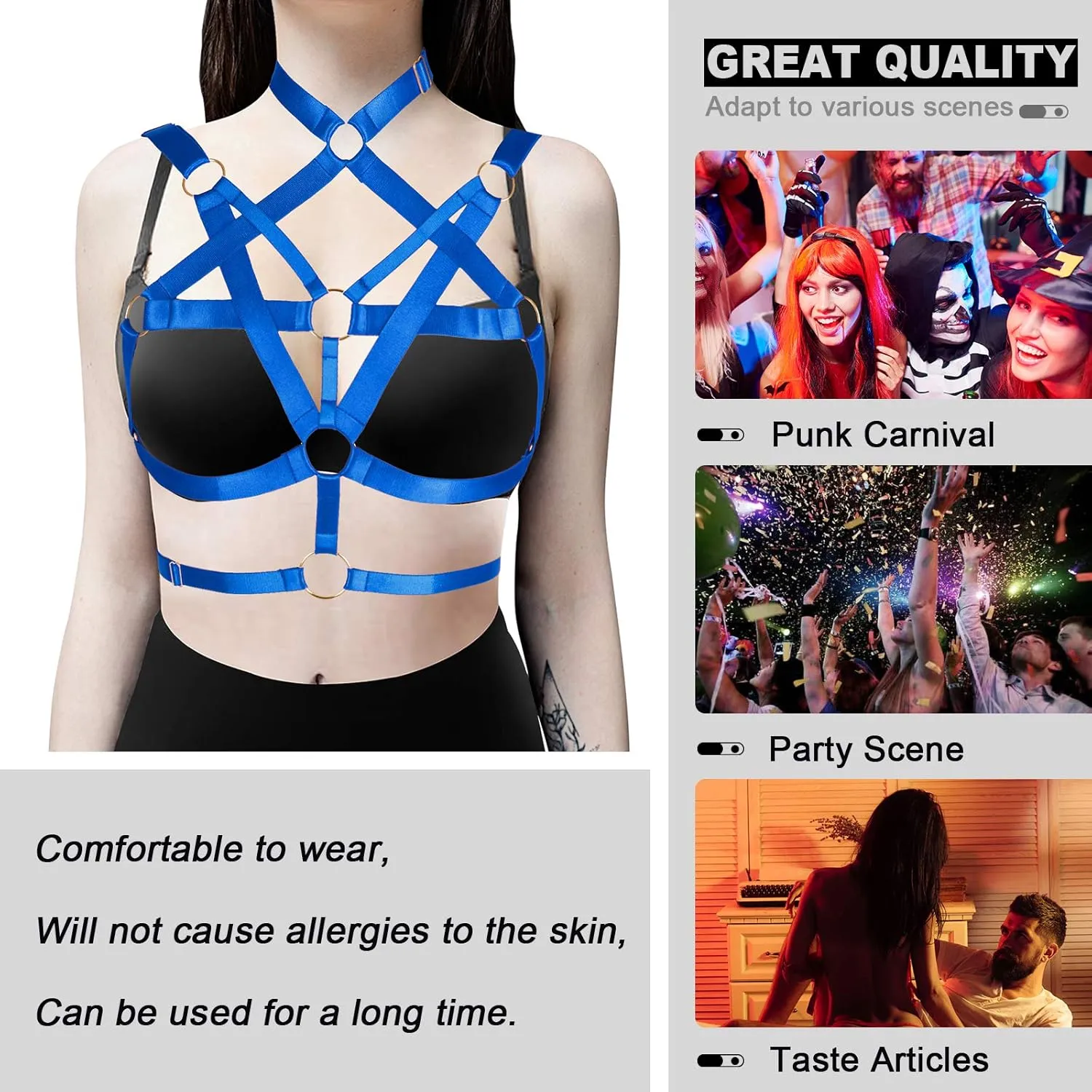 Body Harness for Women Bra Lingerie cage Top Punk Plus Size Chest Strap Belts Halloween Festival Rave Photography Dance