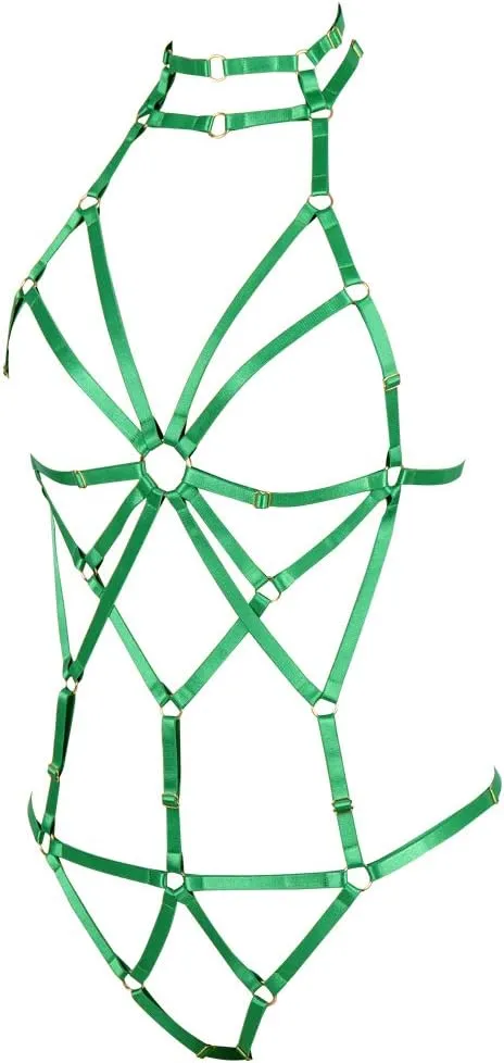 Body Harness Full for Women Garter Belts Set Strappy Elastic Adjust Size Punk Gothic Halloween