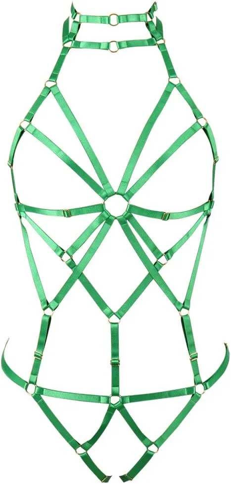 Body Harness Full for Women Garter Belts Set Strappy Elastic Adjust Size Punk Gothic Halloween