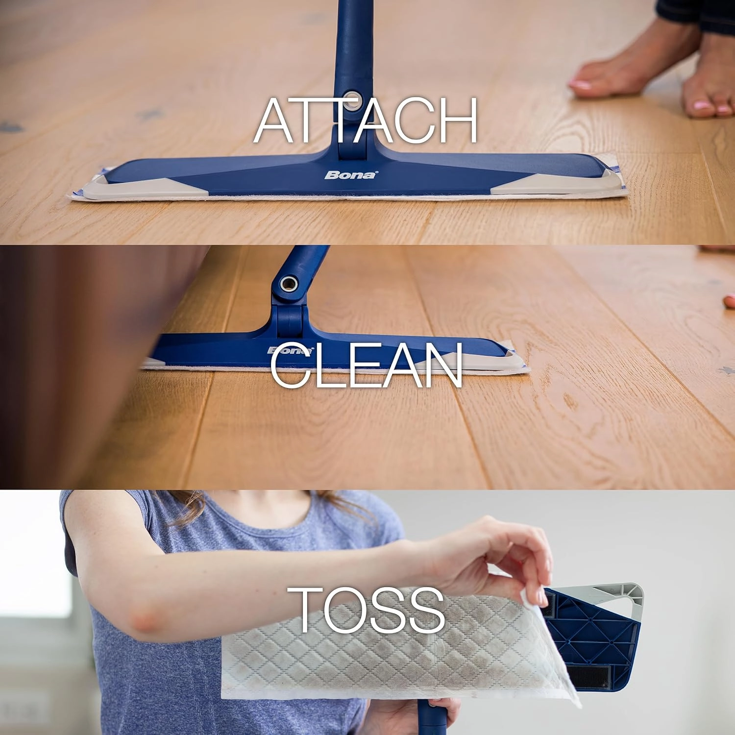Bona Hardwood Floor Disposable Wet Cleaning Pads - 12 cleaning pads per pack - unscented - Use with Bona Mops - Residue-Free Floor Cleaning Solution for Wood Floors