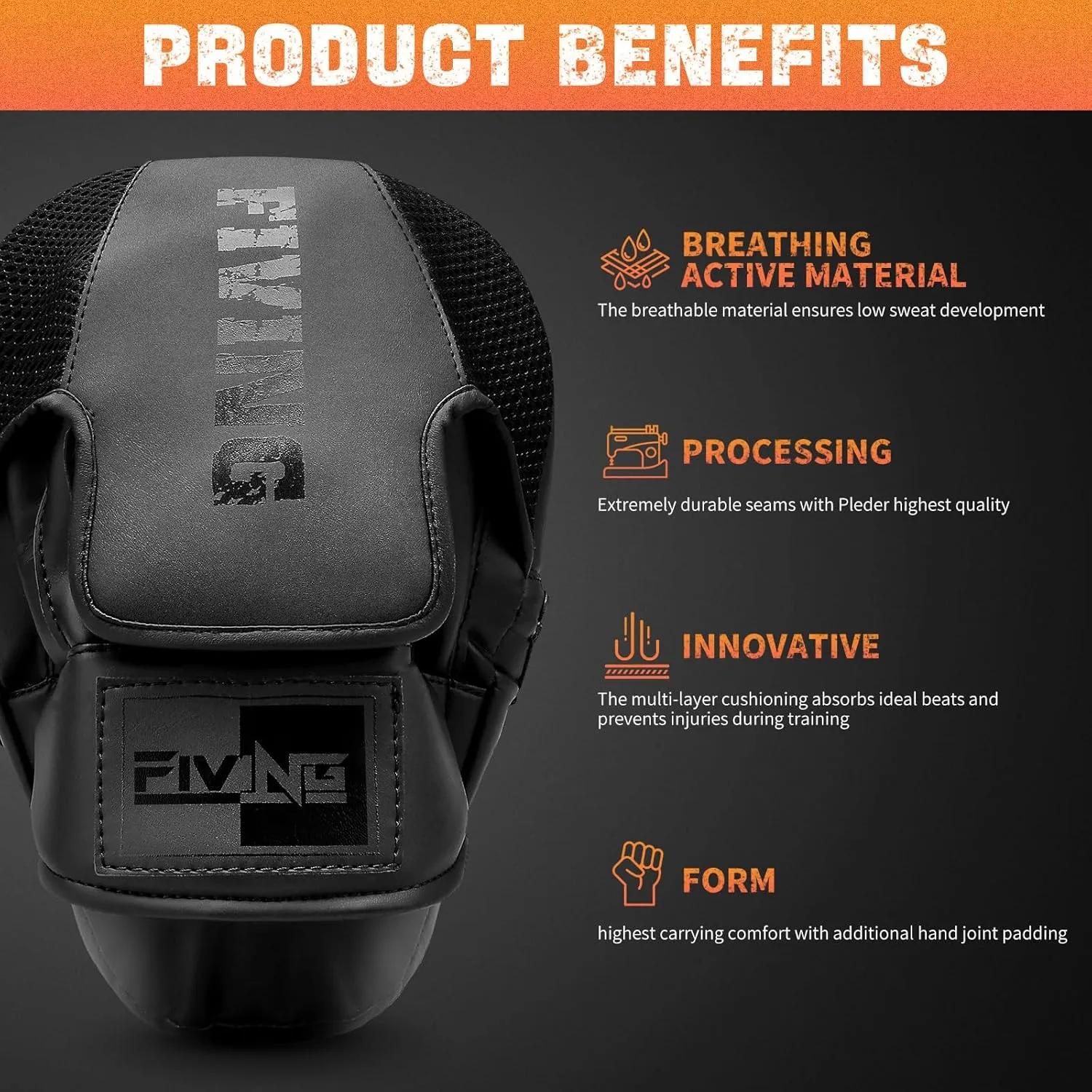 Boxing Pads for Men, Women, & Kids, Leather Focus Mitts for Martial Arts, Boxing Training, Curved Punch Mitts for Karate, Kickboxing,Muay Thai, Taekwondo