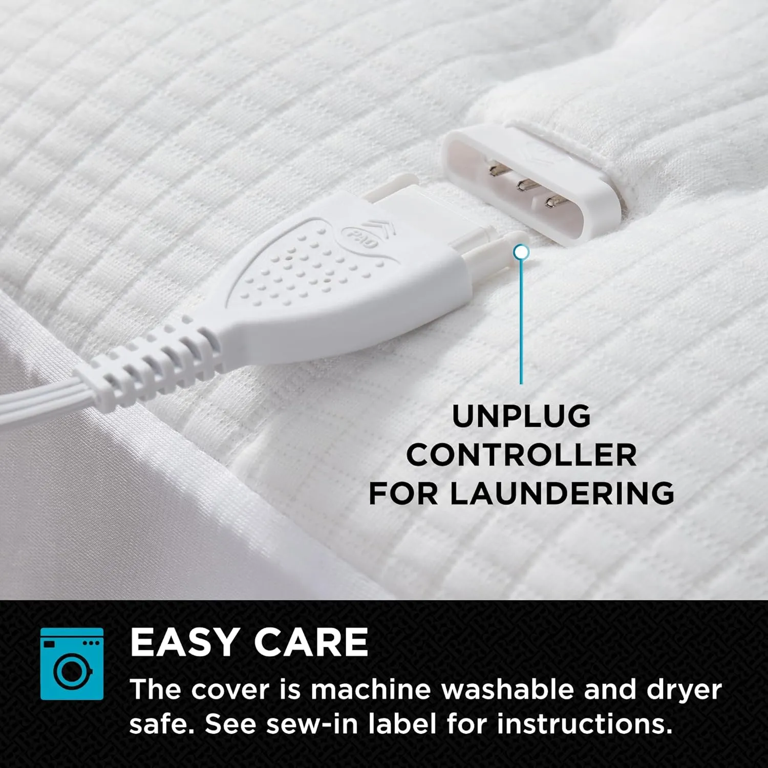 Brookstone Matelassé Knit Heated Mattress Pad – Queen Size – 10 Heat Settings, Auto Shut-Off, Machine Washable, Soft Quilted Cover – White