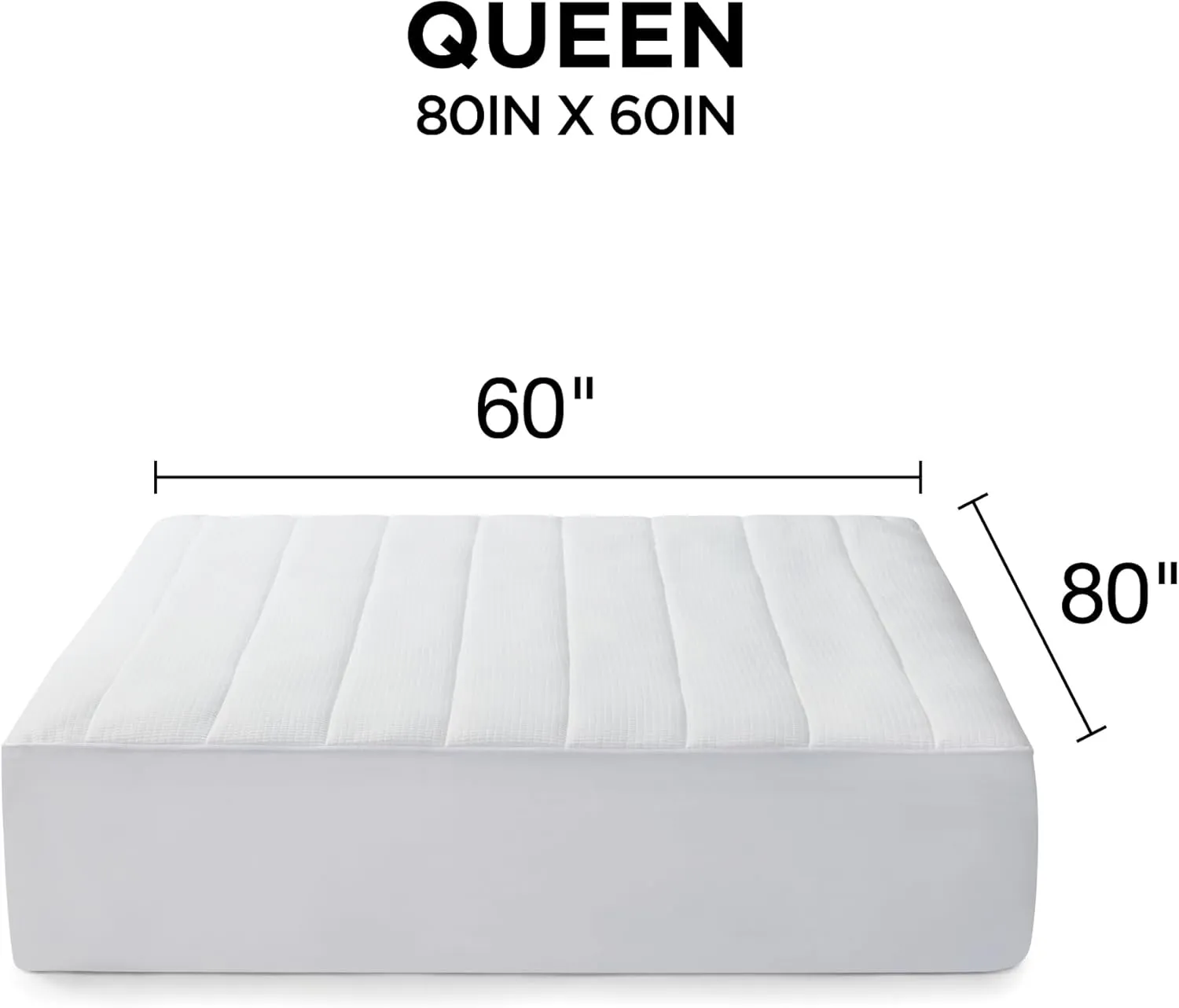 Brookstone Matelassé Knit Heated Mattress Pad – Queen Size – 10 Heat Settings, Auto Shut-Off, Machine Washable, Soft Quilted Cover – White
