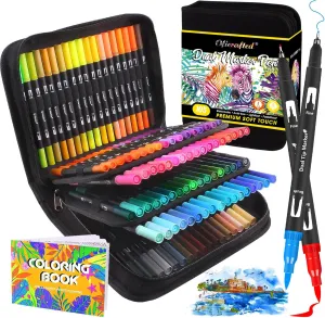 Brush Pens, 105 Colors Dual Tip Markers for Adult Coloring Books, Note Taking and Lettering