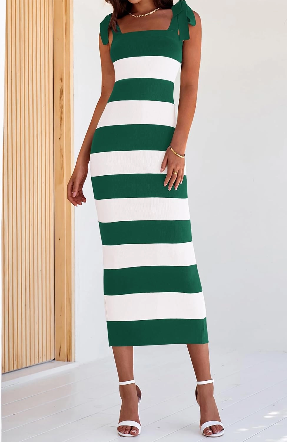 BTFBM Casual Spring Dresses for Women 2025 Sleeveless Spaghetti Strap Striped Maxi Dress Party Beach Long Dress