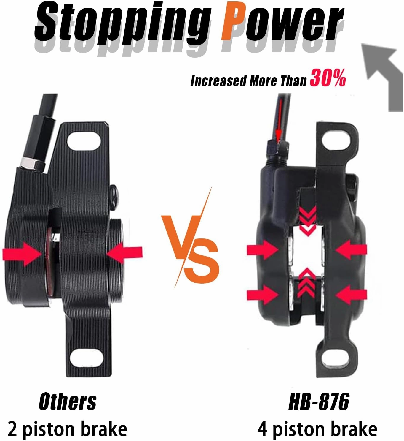 BUCKLOS Zoom MTB 4 Piston Hydraulic Disc Brakes Set, Left Front 850mm Right Rear 1550mm Mountain Bike Hydraulic Brake Aluminum Alloy Lever with Caliper is/PM Adapter (Pre-Bled)