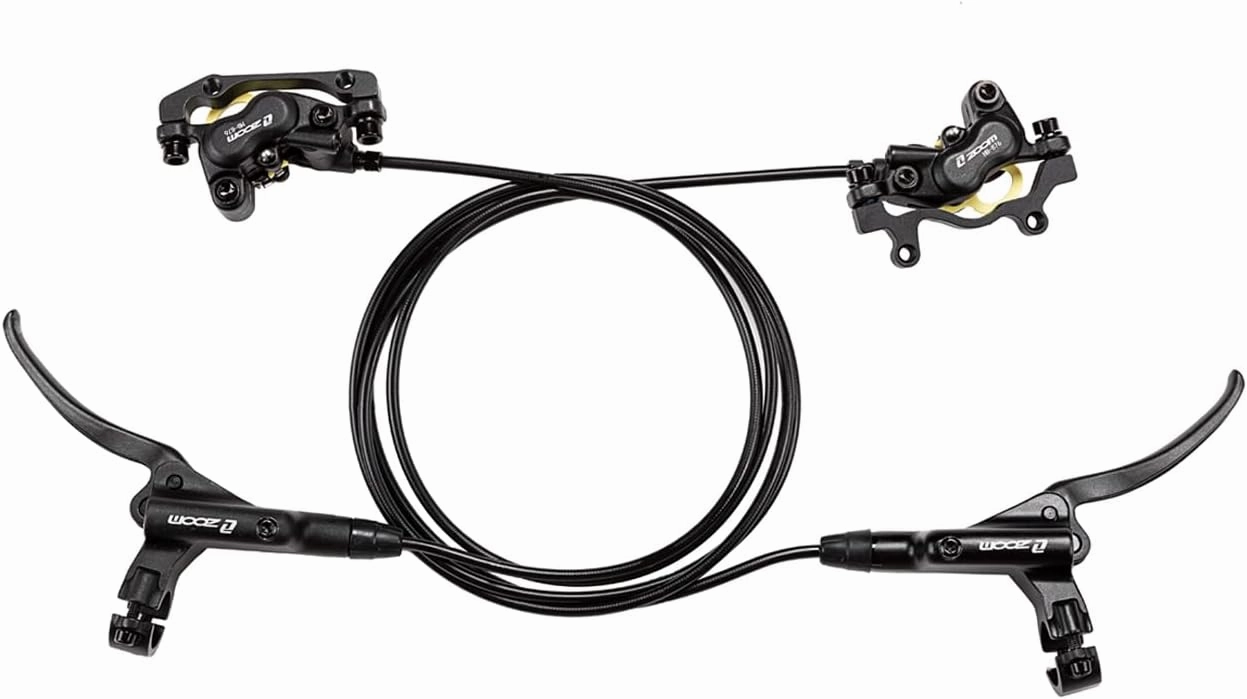 BUCKLOS Zoom MTB 4 Piston Hydraulic Disc Brakes Set, Left Front 850mm Right Rear 1550mm Mountain Bike Hydraulic Brake Aluminum Alloy Lever with Caliper is/PM Adapter (Pre-Bled)