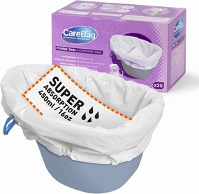 Carebag Commode Liners with Super Absorbent Pad, 180 Count