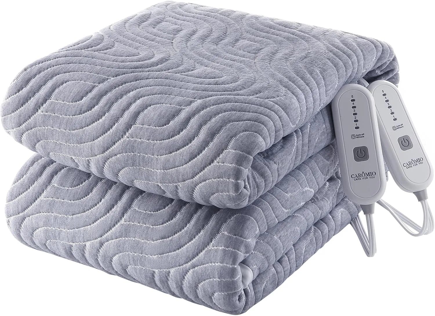 CAROMIO Queen Heated Mattress Pad - Breathable Air Layer Electric Mattress Pad Cover, 60"x80", Grey, 10 Hr Auto Off, Dual Control 5 Heat Settings
