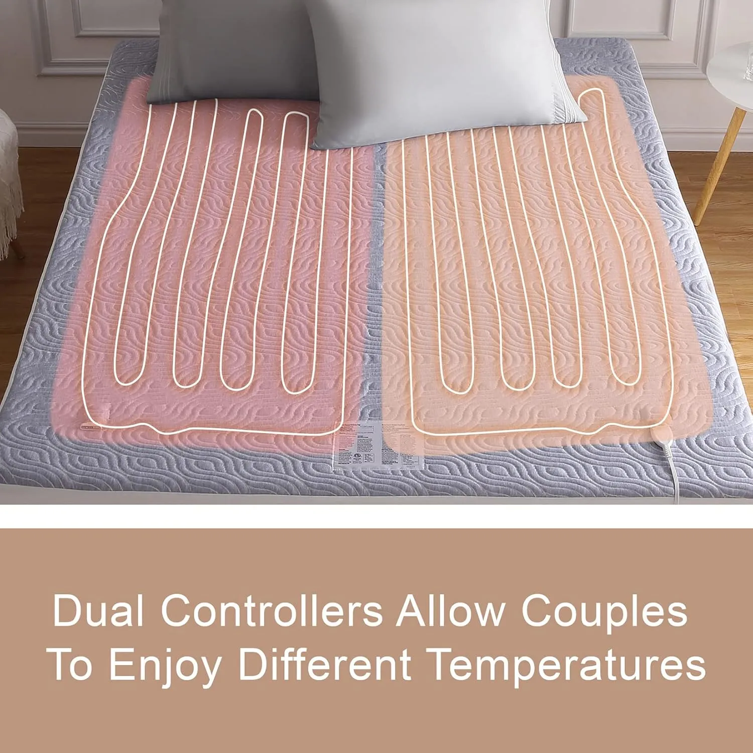 CAROMIO Queen Heated Mattress Pad - Breathable Air Layer Electric Mattress Pad Cover, 60"x80", Grey, 10 Hr Auto Off, Dual Control 5 Heat Settings